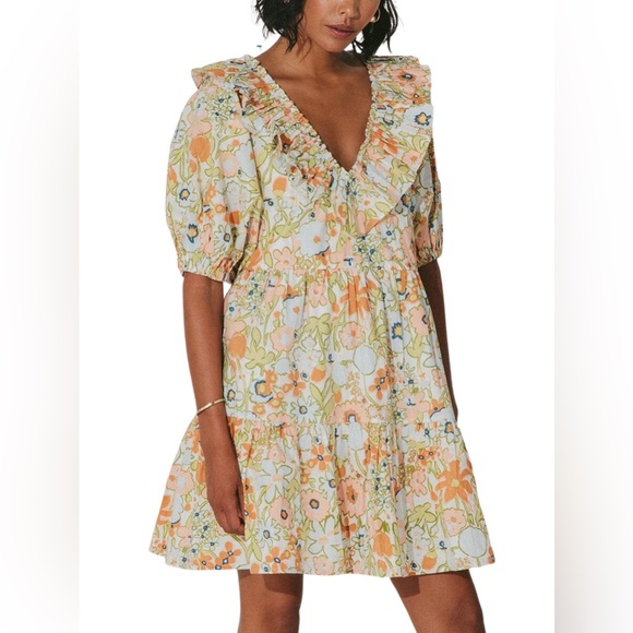 Cleobella Floral Ruffle Mini Dress size small - Picture 2 of 7